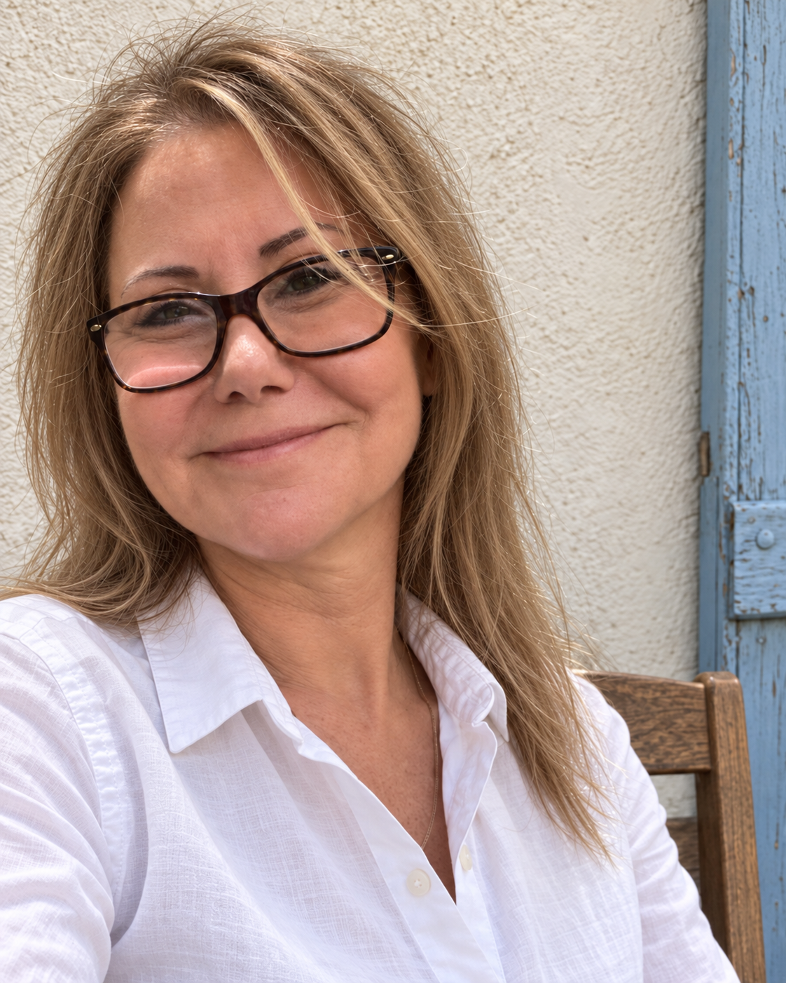 Annette, known as Anne, in a white shirt